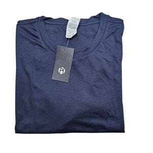 Men's Performance Stretch Long Sleeve Round Neck Jersey T Shirt US 3XL NWT Blue